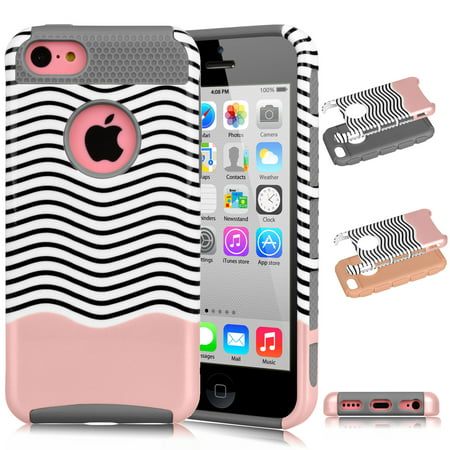 iPhone 5C Case, Hybrid iPhone 5C Case Shock Absorbing  Defender Rugged Cover Skin Shell Hard Plastic Outer & Rubber Silicone Inner For iPhone 5C Njjex [New