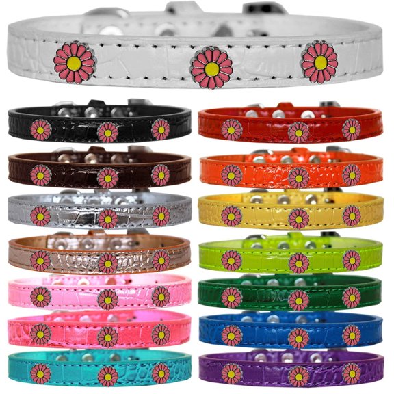 Dog, Puppy  Pet Designer Croc Widget Collar, "Pink Daisies"