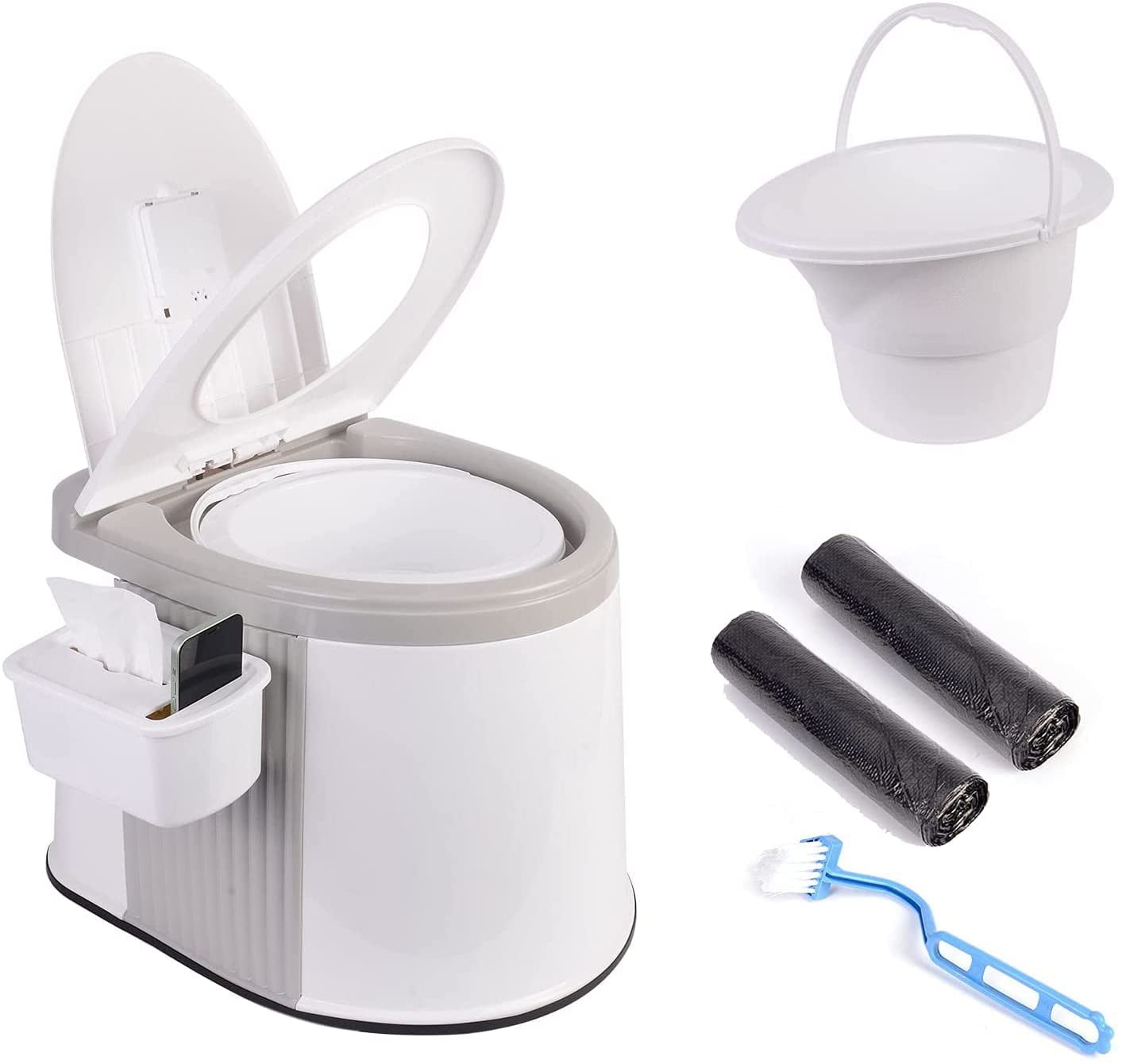 Tiktun Portable Camping Toilet with Detachable Inner Bucket and Removable Toilet Paper Holder 