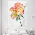 thumbnail image 1 of Rose Tapestry, Hand Drawn Rose in Watercolors Lively Petals Botanical Floral Inspiration, Wall Hanging for Bedroom Living Room Dorm Decor, 60W X 80L Inches, Green Orange Coral, by Ambesonne, 1 of 2
