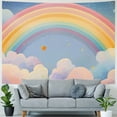 thumbnail image 4 of ERAPDAUR  Cartoon Rainbow Tapestry Wall Hanging for Kids Room, Pink Sky Clouds Stars Tapestry Ceiling Decor for Bedroom Living Room 50x40inch, 4 of 6