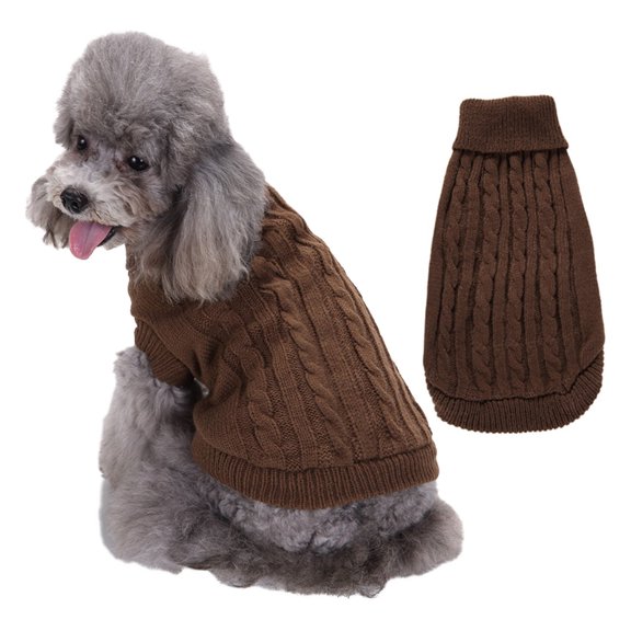 CICRKHB Dog Sweater Soft Warm Turtleneck, Knitted Clothes for Small Medium Large Pet | Turtleneck & Classic Design, Easy On/Off, Warm Winter Girls Boys Dogs Christmas Sweaters, Coffee Color, L
