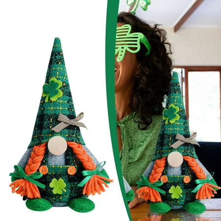 

RKSTN St. Patrick s Day Gnome Decoration Handmade Green Spring Plush Doll Irish Dwarf Decorations Home Gift Table Ornaments Home Decor Lightning Deals of Today - Summer Clearance on Clearance
