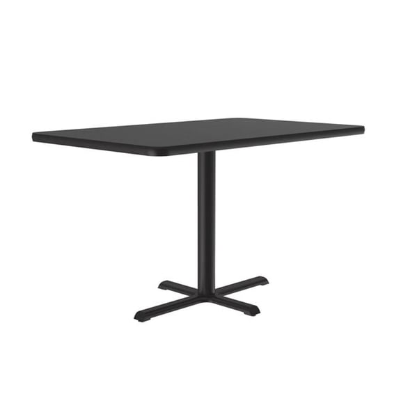 Correll SCT3042-07-98-09 30 x 42 in. Cross Base High Pressure Laminate Cafe & Breakroom Table with Stamped Steel Base - Black Granite - Rectangle