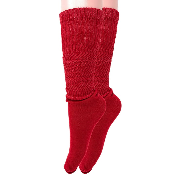 Long Cotton Lightweight Slouch Socks 3 PAIRS Red Boot Socks Size 9 11