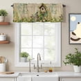 thumbnail image 2 of Spring Flowers Valance Curtain for Windows Vintage Bird House Fence White Daisy Leaf Linen Texture Rod Pocket Curtain Valances Short Window Treatments for Kitchen Bathroom Laundry 60 x 18 Inch, 2 of 9