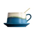 thumbnail image 3 of Taza de café de cerámica de 280 ml para decoración del hogar, ideal para comer o para regalar en la cocina. Azul amarillo, 3 of 9