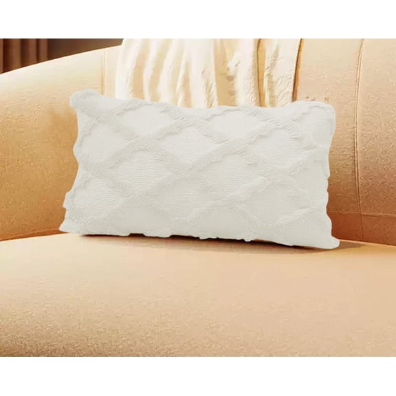 Neoyler Pillow Cases Long Fluffy Striped Fuzzy Cushion Cover Soft Textured Geometric Design Long Lasting Everyday Use Accent for Sofa Bed Chair Backrest Beige 11.8x19.7in