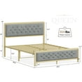 thumbnail image 3 of Full/Queen Size Bed Frame, Metal Platform Bed with Modern Velvet Button Tufted Headboard and Footboard, Strong Metal Slats Support, Modern Metal Platform Bed, No Box Spring Needed, Easy Assembly, 3 of 9