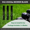 thumbnail image 4 of Fraxico (3 Pack) Medium Lift Mulching Blades 942-05056A 54 Inch Replacement for Cub Cadet RZT-L54 XT1 XT2,Troy-Bilt Lawn Tractor 742-05056, 4 of 5