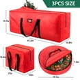 thumbnail image 6 of Yexmas 3 Pack Large Christmas Tree Storage Bag,Fits up to 7.5 ft Artificial Trees,Christmas Wreath Garland Storage Bag,Christmas Ornament Storage Box,Reinforced Handles & Zipper,Red, 6 of 7