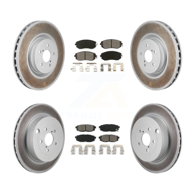 Transit Auto Front Rear Coated Disc Brake Rotors and Semi-Metallic Pads Kit for Car 2019 Toyota 86 Base GT with Brembo Brakes KGS-102777