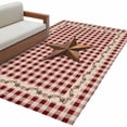 thumbnail image 2 of Area Rug for Living Room, Brown Western Texas Star Vintage Non-Slip Indoor Large Carpet for Bedroom/Dining Room, Rustic Farmhouse Red Plaid Washable Low-Profile Rectangle Floor Runner Rugs - 4 x 6 Ft, 2 of 7