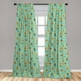 thumbnail image 5 of Ambesonne Cartoon Curtains, Foxes with Glasses, Pair of 28"x84", Pale Green Orange, 5 of 5