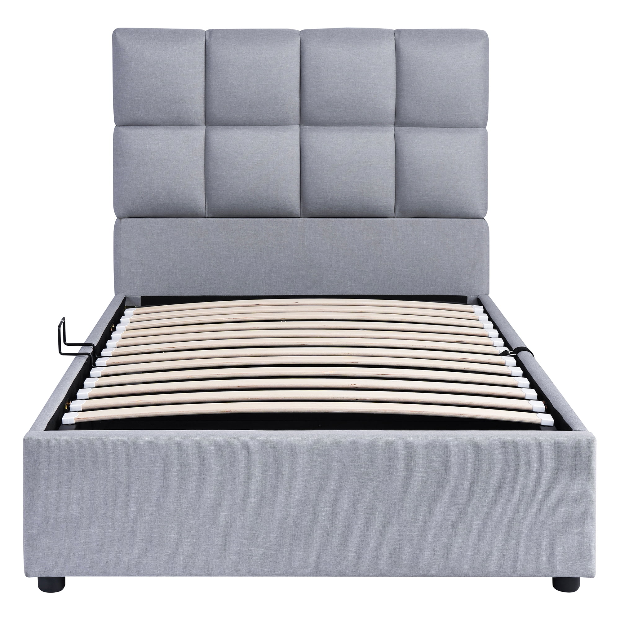 Twin Size Upholstered Platform Bed with Underbed Hydraulic Storage System