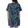 thumbnail image 3 of Lsque Blue Leaves A Women's Short-Sleeved Pajama Set - 2 Piece Soft and Lightweight Sleepwear Set-X-Large, 3 of 9