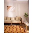 thumbnail image 3 of HAND KNOTTED WOOL GEOMETRIC MODERN AREA RUGS - 5'x8', Rectangle Shape, Gold Red Color, Classic Traditional Design, Low Pile Handmade Area Rugs for Living Room, Bed Room (N01052), 3 of 10