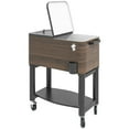 thumbnail image 1 of Outsunny Chariot Glacière de Patio, Glacière Extérieure 60 Qt avec Roues Verrouillables, Brun, 1 of 10