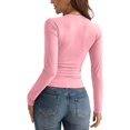 thumbnail image 5 of 2024 Women's V Neck Long Sleeve Basic T-Shirt - Slim Fit, Polyester Spandex, Daily Office, 5 of 6
