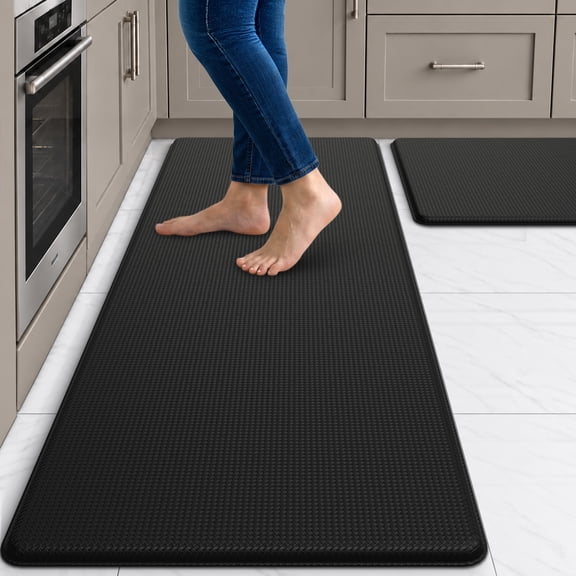 GALMAXS7 Kitchen Rugs and Mats Kitchen Mat Anti Fatigue Mats for kitchen, Non Slips Kitchen Floor Mat for Standing, 17"x29" 17"x47", Black