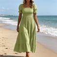 thumbnail image 6 of VBVC Women's Square Neck Puff Sleeve Maxi Dress , Ladies' Boho Smocked Tiered Casual Dress , Summer Vacation Beach Sundress For Women, S-3XL, 6 of 8