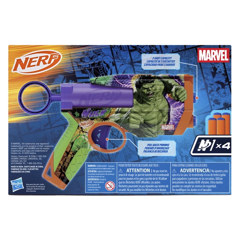Nerf Marvel Hulk Dart Blaster, 4 Nerf N1 Darts, Ages 8+ - Walmart.com