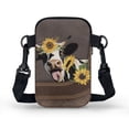 thumbnail image 2 of HELLHERO Messenger Bag Adjustable Shoulder Strap Travel Daily Use Unisex Shoulder Bags 2 Layers Cow Sunflower Wreath, 2 of 7