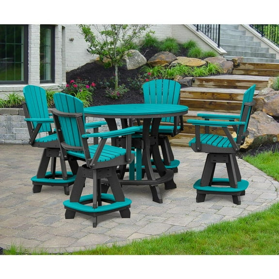 OS Home & Office Furniture 5 Piece Amish Outdoor Dining Table Set, Aruba Blue