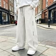 thumbnail image 2 of THDHVS Pants for Boys,Thin Sweatpants Elastic Waist Big Pockets Casual Sports Wear for Boys,Boys Sweatpants,White 11-12 Years, 2 of 10