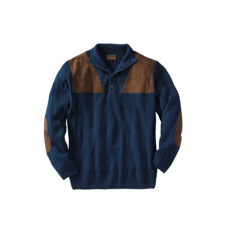 Boulder Creek by KingSize Men's Big & Tall Patch Sweater With Mock Neck