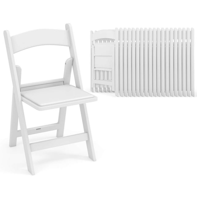 Costway Lot de 20 Chaises Pliantes en Résine avec Siège Rembourré Cadre en Résine Toutes Saisons pour Patio