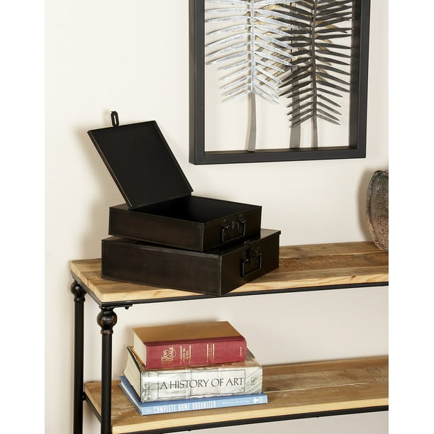 Decmode Black Metal Briefcase Boxes with Handles