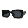 thumbnail image 2 of Womens Mod Rectangle Inset Fancy Pattern Frame Sunglasses All Black, 2 of 4