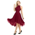 thumbnail image 3 of iEFiEL Womens Sleeveless Halter Neck Bridesmaid Dress High Low Evening Party Flare Dress, 3 of 7