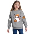 thumbnail image 5 of bbymog Girls' Fashion Pumpkin Graphic Sweatshirt Halloween Crewneck Pullover Top Long Sleeve Sweatshirts for Girls Gray D 6Y, 5 of 6