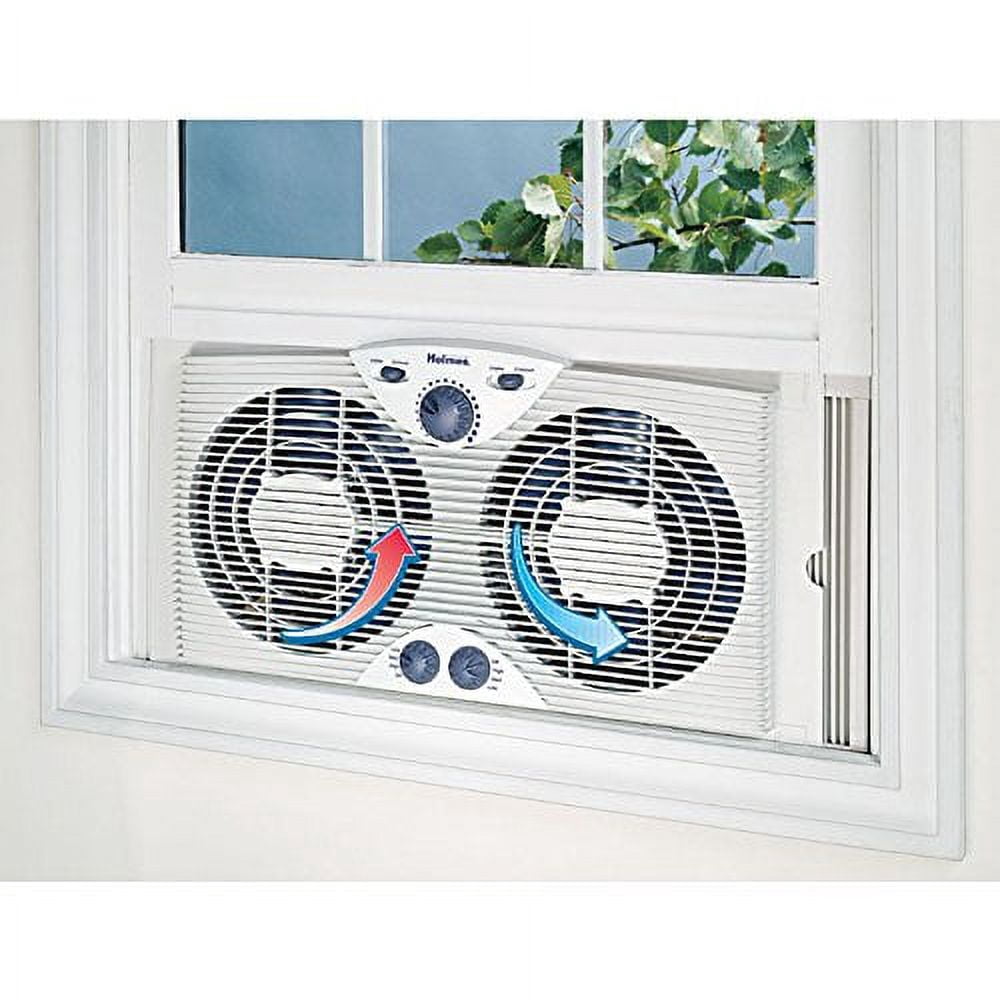 Holmes Dual 8" Blade Twin Window Fan with Manual Controls, 3 Speed Settings, White