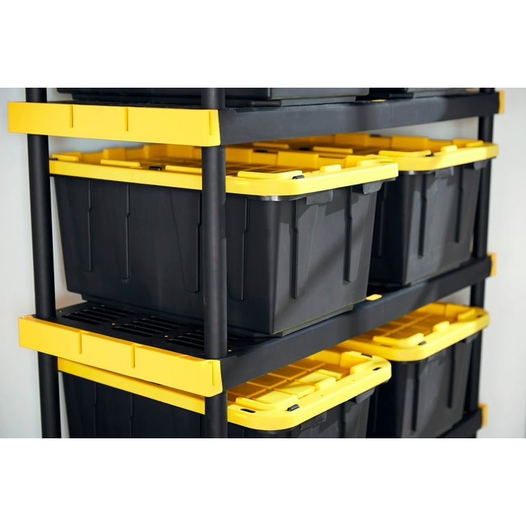 Shop Project Source Plastic Black 4-Tier Shelf and Commander Small Heavy  Duty Tote Collection at