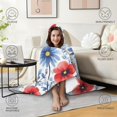 thumbnail image 4 of Wearable Blanket,Pioneer Flower Floral Print Pattern Hooded Wearable Flannel Blanket for Adults & Teens with Buckle,Winter Poncho Shawl Wrap Cape,50"x60", 4 of 5