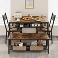 thumbnail image 2 of IDEALHOUSE Dining Table Set for 4, Kitchen Table and 2 Chairs with Storage , 47.2" Rectangular Kitchen Table Set with Wine Rack, Dining Room Table Set for Small Space, Apartment, Rustic Brown, 2 of 9
