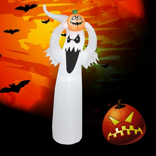Halloween Inflatable Ghost Lights, Halloween Inflatable Ghost Lights with Pumpkin, Indoor and Outdoor Holiday Decorations, Garden Lawn Light Decoratio