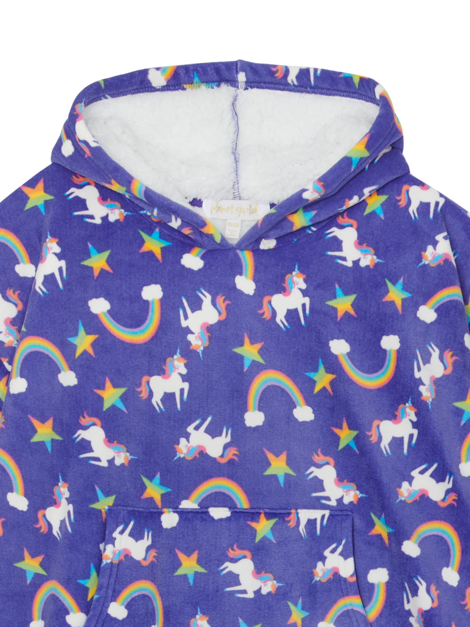 Planet Gold Girls Printed Cozy Sleep Hoodie, One Size