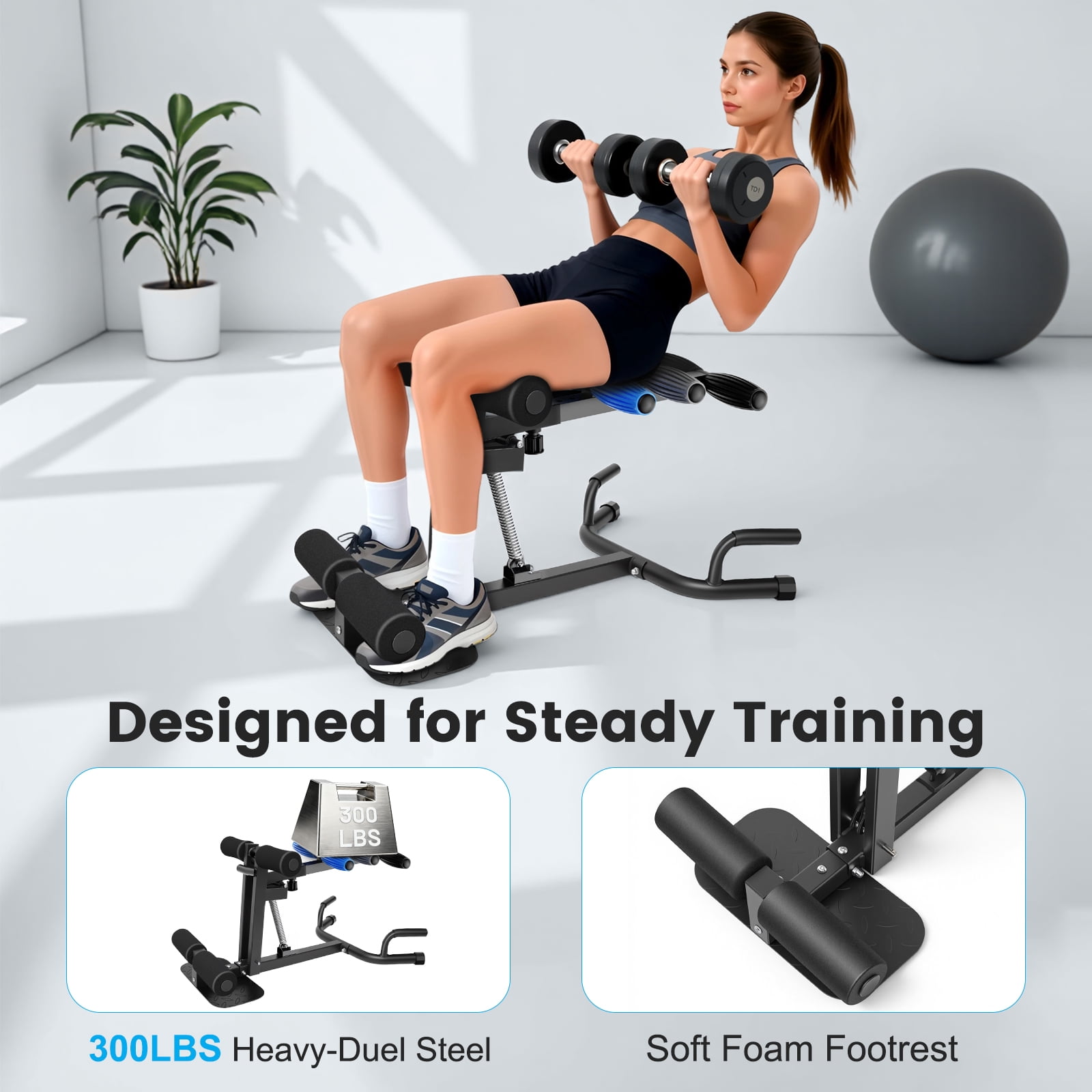 CATGOOD Deep Squat Machine for Women, Adjustable Glutes Trainer Machine, Core & Leg Exercise, Push Up Workout Equipment at Home Gym