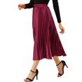 thumbnail image 5 of MODA NOVA Juniors Elastic Waist Metallic Shiny Accordion Pleated Midi Skirt, 5 of 7