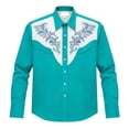 thumbnail image 5 of Mens Shirts Casual Allover Print Long Sleeve Button Down Top Western Cowboy Theme Carnival Dress Comfortable Shirt for Men Mint Green XL, 5 of 5