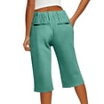 thumbnail image 5 of Resicozy Capri Pants for Women 2026 Knee Length Cotton Linen Capris Summer Straight Leg Loose Beach Bermuda Shorts with Pockets Green S, 5 of 7