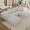 thumbnail image 6 of JERFIT 118.2 Inch Cloud Modular Sofa Couch with Removable Cushions, Feather Filled, No Assembly, Deep Seating for Living Room, Apartment, White, 6 of 9