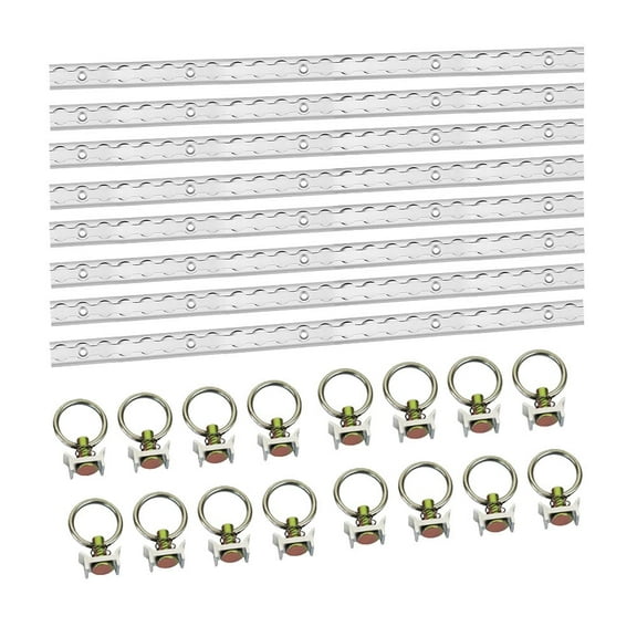 Heavy Duty Aluminum 2 Feet L-Track Aluminum (8) and Stud with Stainless Steel Ring (16) Tie Down System for Enclosed Trailers and Cargo Vans