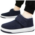 thumbnail image 5 of Trushoes Mens Dark Blue Fleece Lined Sneakers - Velcro Slip-On, Comfort Cushioned Sole, Slip-Resistant Winter Shoes,Size 44, 5 of 8