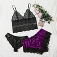 thumbnail image 2 of FRSASU Pajamas for Women 锛學omen V-Neck Eyelash Lace Stain Camisole Pajamas Bowknot Shorts Set Purple XXL(XXL), 2 of 6