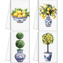 4 Pcs Chinoiserie Kitchen Towels 26" x 18" Blue and White Dish Hand Towels Porcelain Tea Towels Dishcloths Kitchen Bathroom Decor Spring Holiday Housewarming Gift